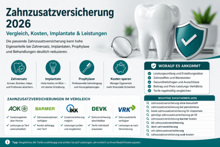 Zahnzusatzversicherung 2026: Tarife, Kosten, Implantate und Leistungen vergleichen