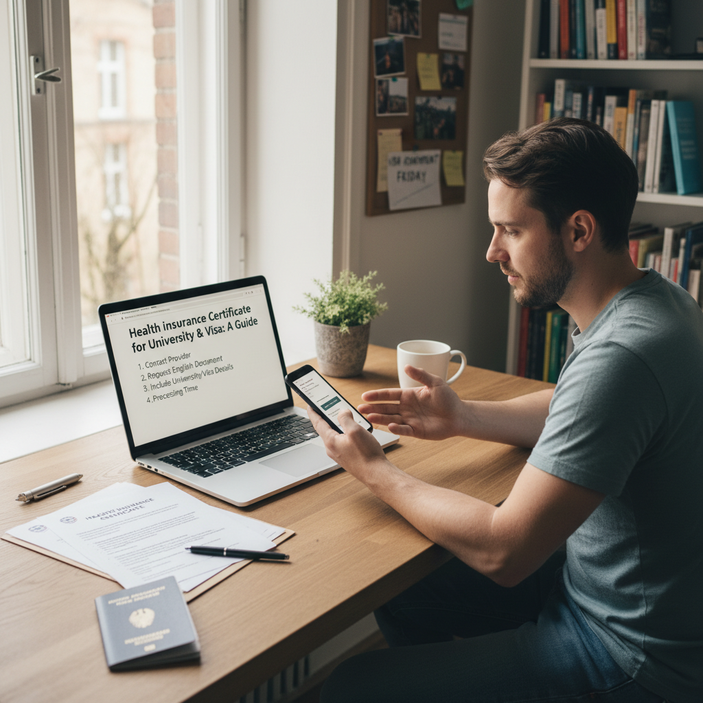 Englisches Health Insurance Certificate für Visum & Uni