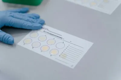 "Stuhlprobe-Testkarte für Darmkrebsdiagnose, medizinische Untersuchung"